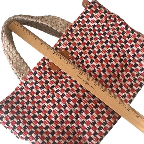 Kate Spade Red and Black Leather and Woven Tote Shoulder Bag - Picture 12 of 16